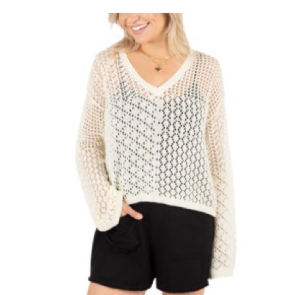 Hurley White V-Neck Knit Sweater